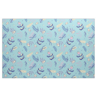 Aqua Floral Patterned Fabric & Crafting Patterns
