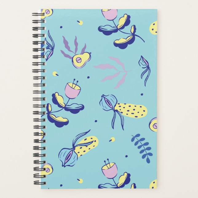 Aqua Floral Patterned Planner (Front)