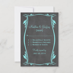 Aqua Flourish Chalkboard Response Card