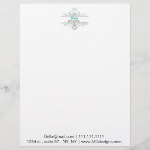Aqua Flourish Personalised Business Stationery Letterhead Template
