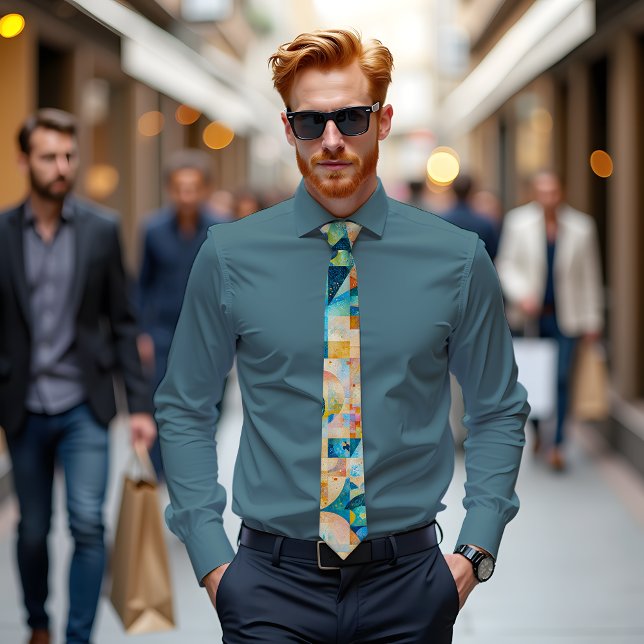 Aqua Flow Abstract Art Tie (Creator Uploaded)