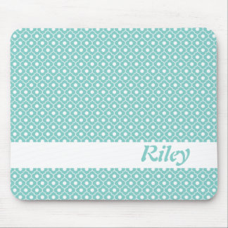 Aqua Flower Argyle Pattern Mousepad