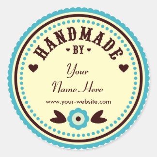 Aqua Flower Handmade By Personalised Stickers