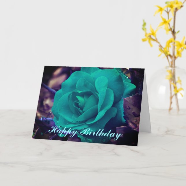 Aqua Flower Photography Birthday Card (Yellow Flower)
