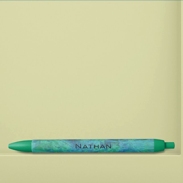 Aqua Fractal Personalised Black Ink Pen (Creator Uploaded)