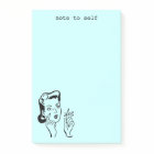 Aqua Funny Retro Woman Note to Self Notes