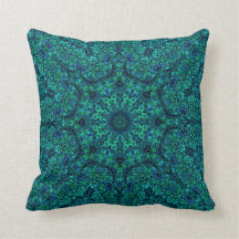 "Aqua Geo Star" Mandala Pillow