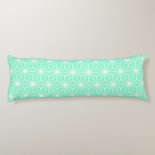 Aqua Geometric Art Deco Style Triangles Pattern Body Cushion