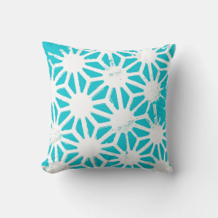 Aqua geometric pattern cushion