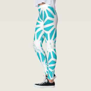 Aqua geometric pattern leggings