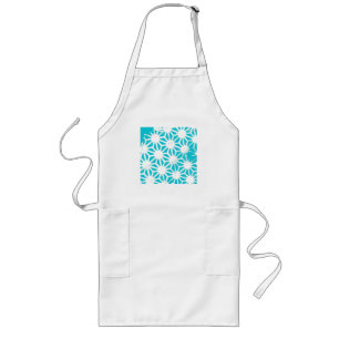 Aqua geometric pattern long apron