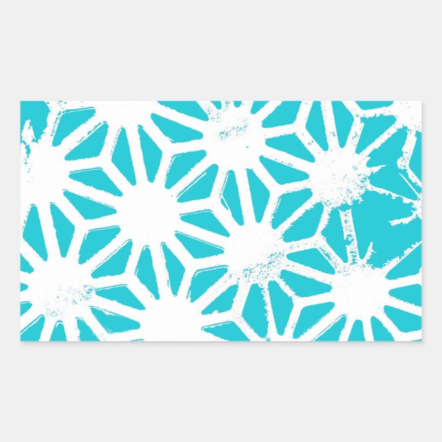 Aqua geometric pattern rectangular sticker (Front)