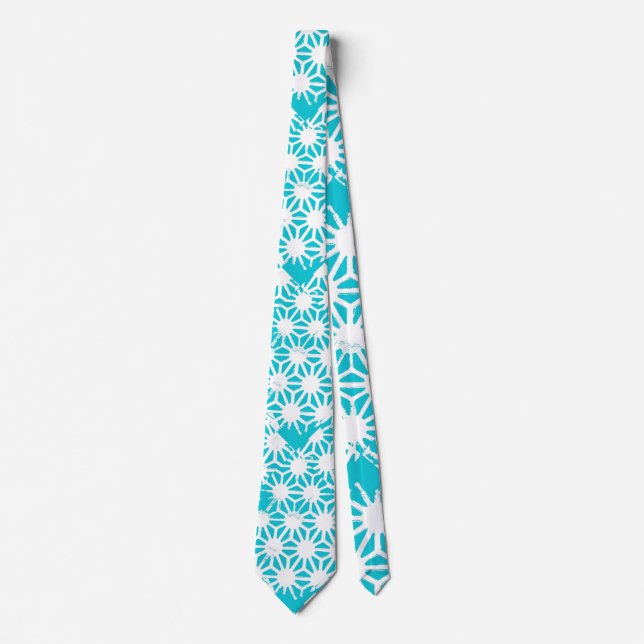 Aqua geometric pattern tie (Front)