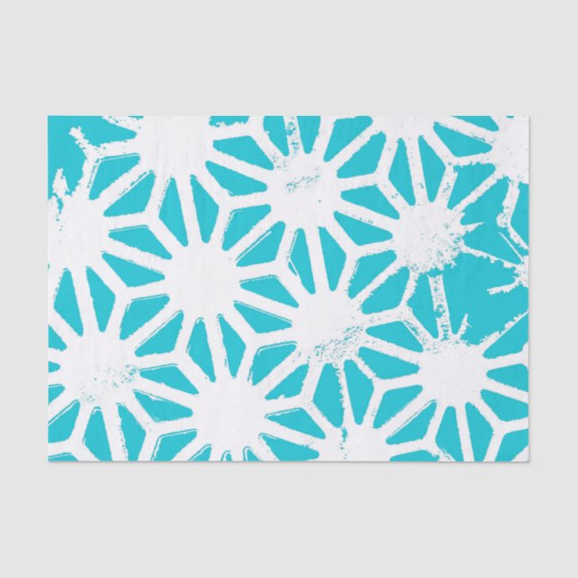 Aqua geometric pattern tissue paper (Front)