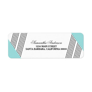 Aqua Geometric Stripe Address Labels