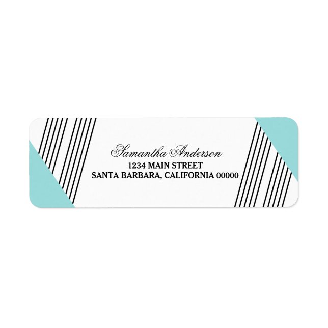 Aqua Geometric Stripe Address Labels (Front)