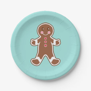 Aqua Gingerbread Boy Paper Plates