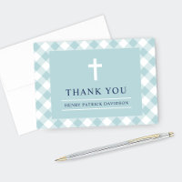 Aqua Gingham Plaid Boy First Communion