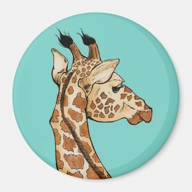 aqua giraffe magnet (Front)