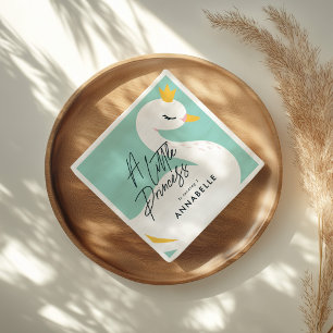 Aqua girly elegant photo beautiful swan party napkin