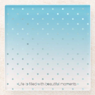 Aqua Glam Dots Ombre Glass Coaster