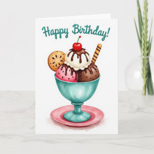Aqua Glass Birthday Card