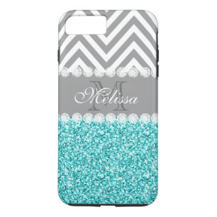 AQUA GLITTER, GRAY CHEVRON, MONOGRAMMED Case-Mate iPhone CASE