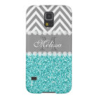 AQUA GLITTER, GRAY CHEVRON, MONOGRAMMED