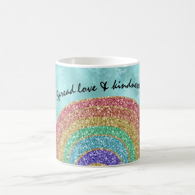 Aqua Glitter Sparkle Gold Rainbow        Coffee Mug (Center)