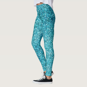 Aqua Glitz Glitter    Leggings