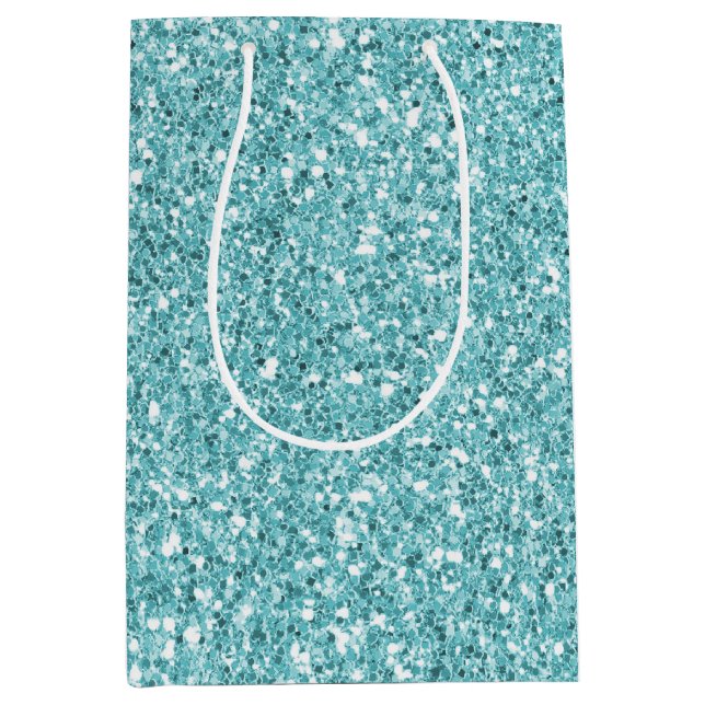 Aqua Glitz Glitter       Medium Gift Bag (Front)