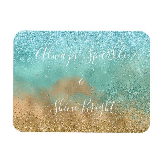 Aqua Glitz Gold Glitter                 Magnet (Horizontal)