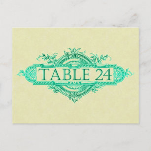 Aqua Glow Vintage Wedding Reception Table Numbers Postcard