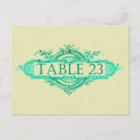 Aqua Glow Vintage Wedding Reception Table Numbers