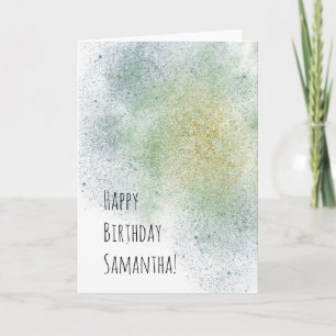 Aqua Gold Blue Dream Faux Glitter Card