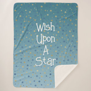 Aqua Gold Blue Wish Upon A Star Sherpa Blanket