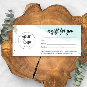 Aqua Gold Business Gift Certificate With Logo