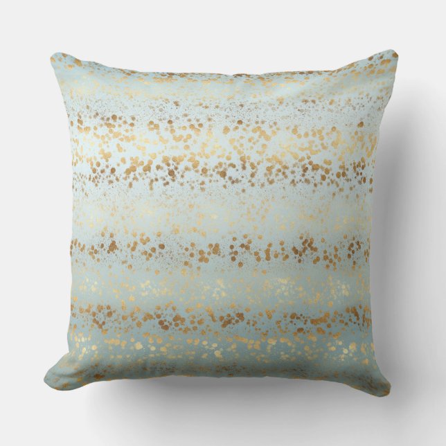 Aqua Gold Confetti Ombre Cushion (Front)