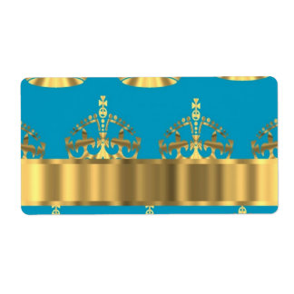 Aqua & gold crown pattern