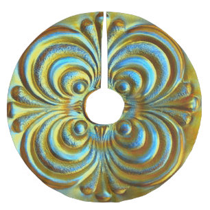 Aqua Gold Iridescent Design Brushed Polyester Tree Skirt