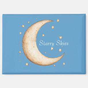 Aqua Gold Moon Stars Skies Magnet