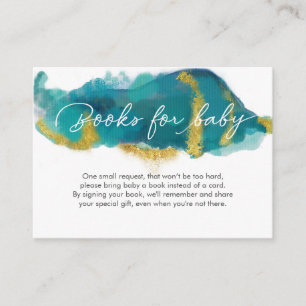 Aqua gold ocean Baby Shower Books for baby cards