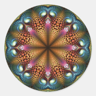 Aqua Golden Mandala Fractal Star Sticker