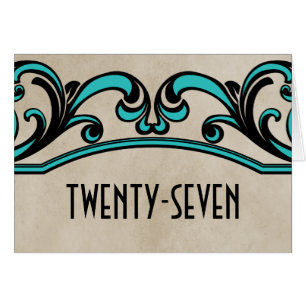 Aqua Gothic Swirls Table Number Card