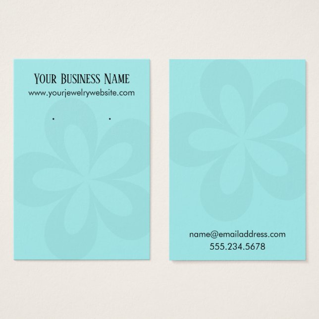 Aqua Graphic Flower 1 Earring Holder Display Cards (Front & Back)
