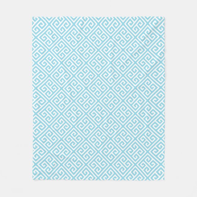 Aqua Greek Key Pattern Fleece Blanket (Front)