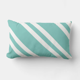 Aqua Green and White Striped Lumbar Cushion