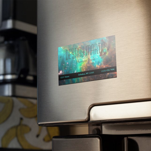 Aqua Green Celestial Photo Metaphysical Magnetic Business Card (Create Your Own Aqua Green Celestial Photo Business Card Magnets)