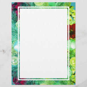 Aqua Green   CHRISTMAS WREATH   Festive Holiday Custom Letterhead