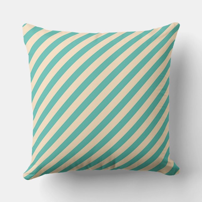 Aqua Green  Diagonal Stripe Cushion (Back)